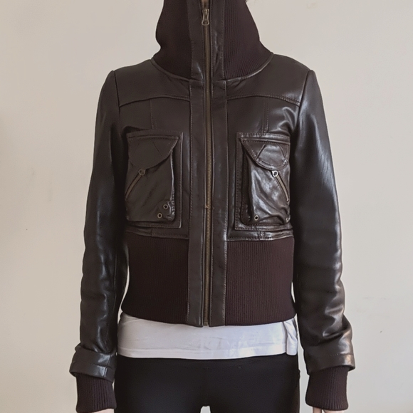 Danier Genuine Leather Brown Coat - Picture 2 of 8